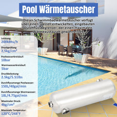 Ikodm Schwimmbad Wärmetauscher Edelstahl 28KW/60KW