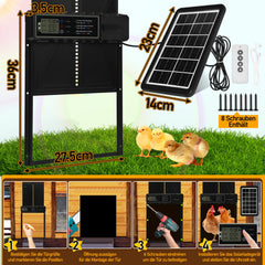 Ikodm Solar Hühnerklappe mit LED, Fernbedienung
