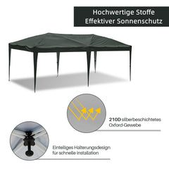 Ikodm Pop-Up Pavillon Gazebo mit Zentralverriegelung 3x6m