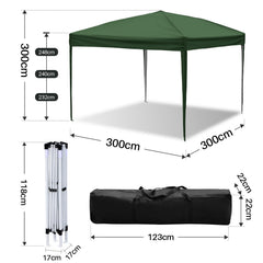 Ikodm Pop-Up Pavillon Faltpavillon Partyzelt 3x3m