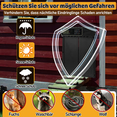 Ikodm Solar Hühnerklappe mit LED, Fernbedienung