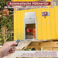Ikodm Automatische Hühnerklappe mit Lichtsensor, Zeitschaltuhr, LED Display