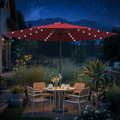 Ikodm Sonnenschirm Gartenschirm Ø3.5m mit LED Solar