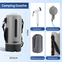 Ikodm Campingdusche 12L Tragbarmit Fusspumpe