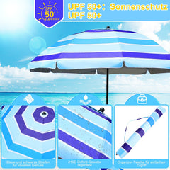 Ikodm Strandschirm Sonnenschirm Ø 213cm mit Tisch