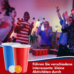 Ikodm Becher Bierpong becher set 110 teilig (100 Becher, 10 Bälle) Kunststoff