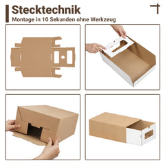 Ikodm Aufbewahrungsboxen Pappe mit Sichtfenster & Schublade 10er Set
