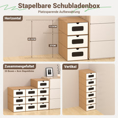 Ikodm Aufbewahrungsboxen Pappe mit Sichtfenster & Schublade 10er Set