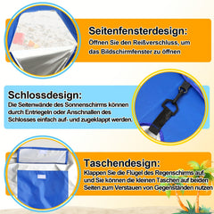 Ikodm 2 in 1 Sonnenschirm Strandmuschel 210cm x 200cm