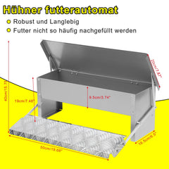 Ikodm Futterautomat für hühner Fußpedal selbstöffnender 5kg