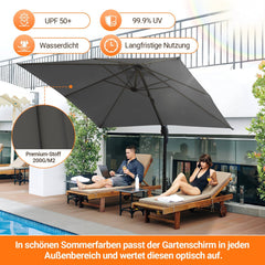 Ikodm Ampelschirm 300 x 300 cm Sonnenschirm 360° Drehbar