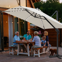 Ikodm Ampelschirm 300 x 300 cm Sonnenschirm 360° Drehbar mit Solar-LED