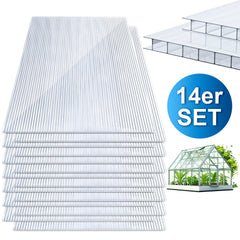 Ikodm Polycarbonat Doppelstegplatte 4mm 14 Stück für Gewächshaus