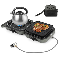 Ikodm Campingkocher 2-in-1 Gascampingherd Faltbarer