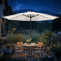 Ikodm Sonnenschirm Gartenschirm Ø3.5m mit LED Solar
