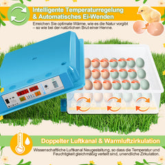 Ikodm Brutautomat Vollautomatisch Inkubator für Hühner 64 Eier