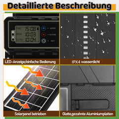 Ikodm Solar Hühnerklappe mit LED, Fernbedienung
