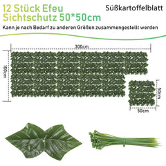 Ikodm Künstliche Efeu Sichtschutz 50*50cm 12 Stück