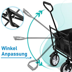 Ikodm Bollerwagen mit Dach Faltbar Tragfähigkeit 80kg