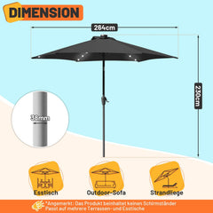 Ikodm Sonnenschirm 2.7m Winkelverstellbar mit/ohne LED