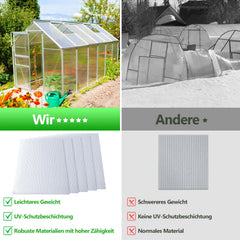 Ikodm Polycarbonat Hohlkammerplatten 8mm 5 Stück für Gewächshaus