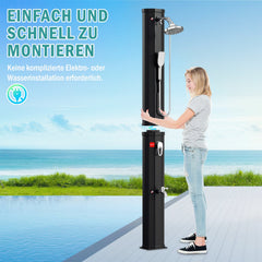Ikodm 60L Solardusche Gartendusche Inkl. Schutzhaube und Handbrause