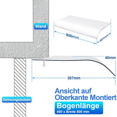 Ikodm Vordach für Haustür 40x80cm Unsichtbare Überdachung