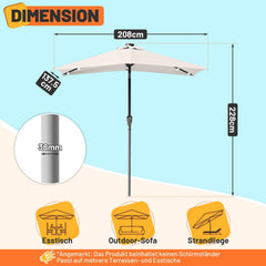 Ikodm Sonnenschirm 210x140 / 300x200cm Rechteckig mit LED Solar