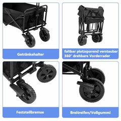 Ikodm Bollerwagen faltbar Strandwagen 100kg Belastbarkeit