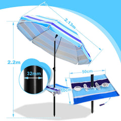 Ikodm Strandschirm Sonnenschirm Ø 213cm mit Tisch