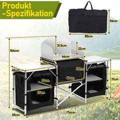 Ikodm Campingküche Campingschrank Alu 5 Fächer