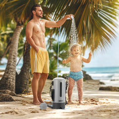 Ikodm Campingdusche 12L Tragbarmit Fusspumpe