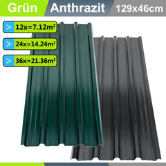 Ikodm Trapezblech Dachblech Verzinkt 12× Anthrazit / Grün 7m²