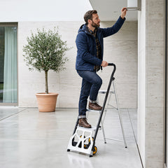 Ikodm 2-in-1 Treppensackkarre mit 2-stufige/3-stufige Trittleiter, klappbar