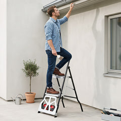 Ikodm 2-in-1 Treppensackkarre mit 2-stufige/3-stufige Trittleiter, klappbar