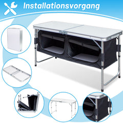 Ikodm Campingtisch Campingschrank Faltbar 2 Fächer