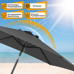 Ikodm Sonnenschirm 2.7m Winkelverstellbar mit/ohne LED