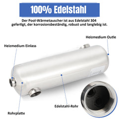 Ikodm Schwimmbad Wärmetauscher Edelstahl 28KW/60KW