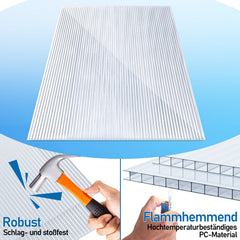 Ikodm Polycarbonat Doppelstegplatte 4mm 14 Stück für Gewächshaus