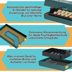 Ikodm Brutmaschine Inkubator automatik für 10 Hühnereier