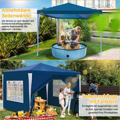 Ikodm Partyzelt Pavillon 3x3m Wasserdicht mit Seitenteilen