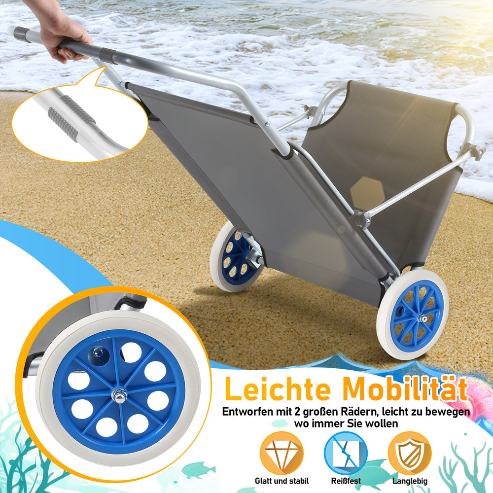 Ikodm 2-in-1 Aluminium Sonnenliege mit Rollen, klappbar & verstellbar