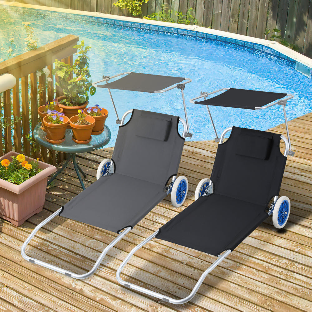 Ikodm 2-in-1 Aluminium Sonnenliege mit Rollen, klappbar & verstellbar