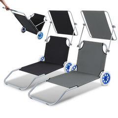 Ikodm 2-in-1 Aluminium Sonnenliege mit Rollen, klappbar & verstellbar