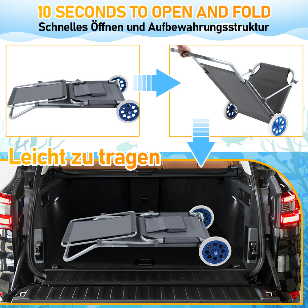Ikodm 2-in-1 Aluminium Sonnenliege mit Rollen, klappbar & verstellbar