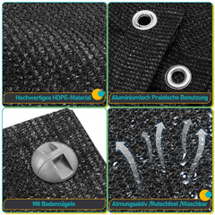 Ikodm Campingteppich Vorzeltteppich HDPE Schwarz