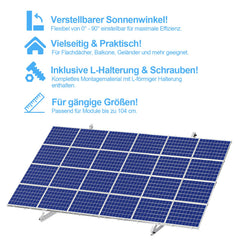 Ikodm Solarpanel PV Halterung 104cm 0°-90° 2/4 Stück