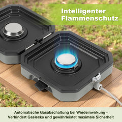 Ikodm Campingkocher 2-in-1 Gascampingherd Faltbarer