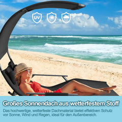 Ikodm Doppelliege Sonnenliege mit Sonnendach Outdoor