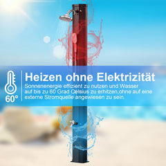 Ikodm 60L Solardusche Gartendusche Inkl. Schutzhaube und Handbrause